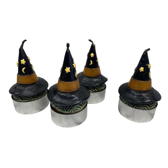 NWT Midwest Vintage 90s Halloween Tea‎ Light Candles Witch Hat 4 Witches Decor - Picture 7 of 7